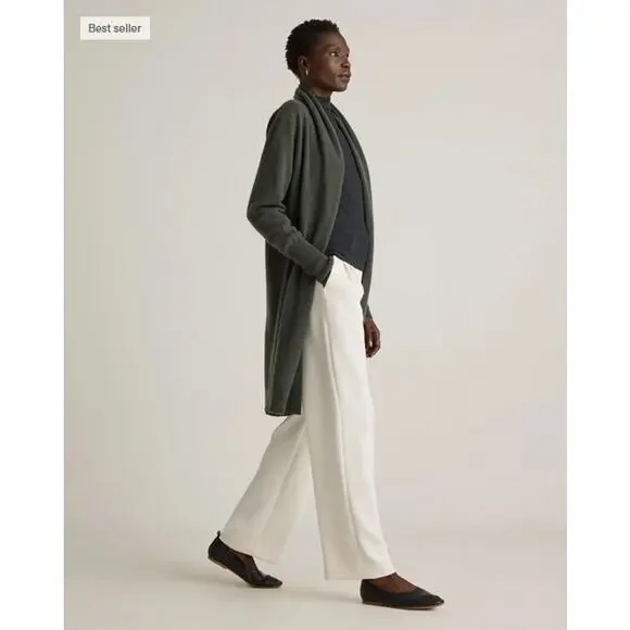 Quince Mongolian Cashmere Duster Cardigan Moss Size M NWT - Picture 6 of 8